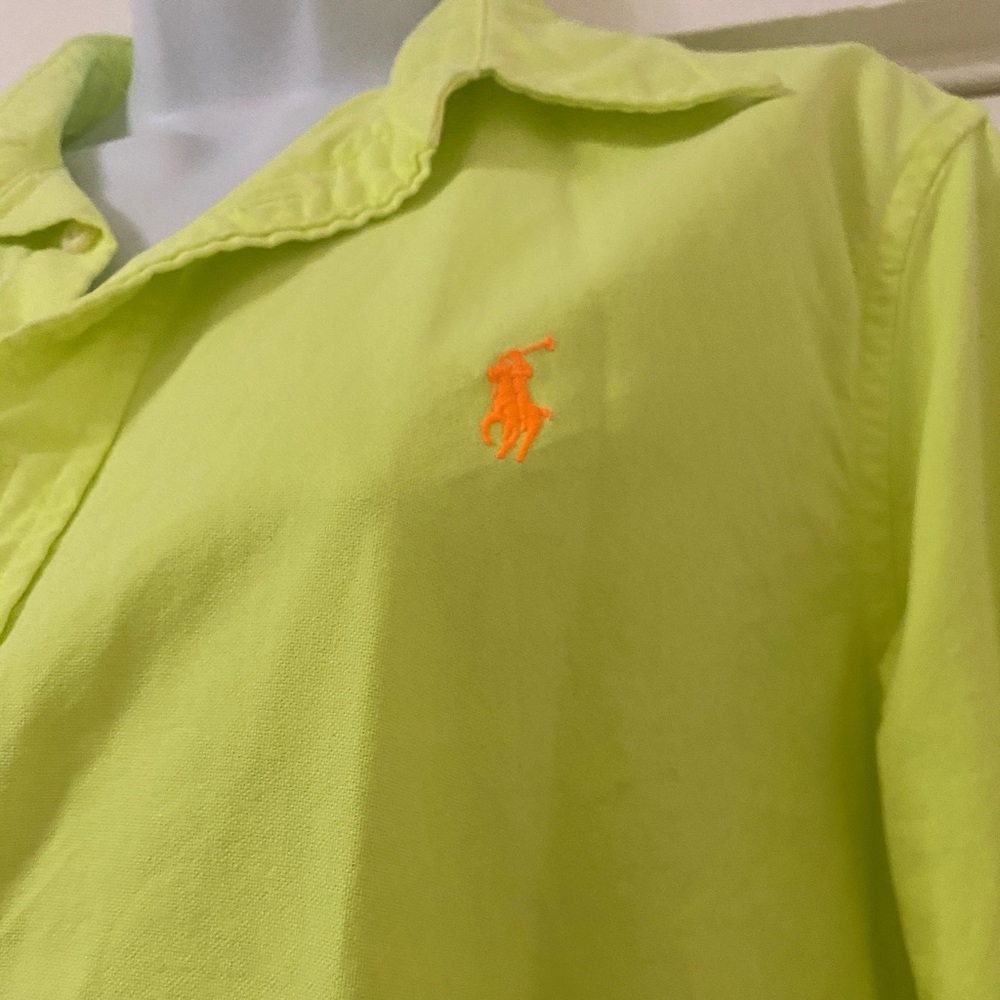 Ralph Lauren neon/lime green shirt, size L